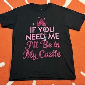 Disney Black and Pink Girls Castle T-Shirt